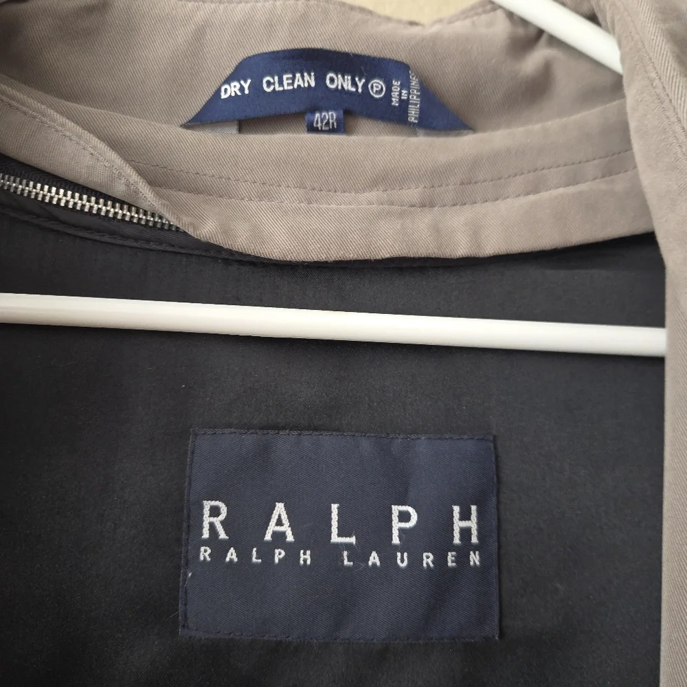 Vintage RALPH Ralph Lauren Trench Coat Mens 42R Brown Wool Liner Overcoat Preppy